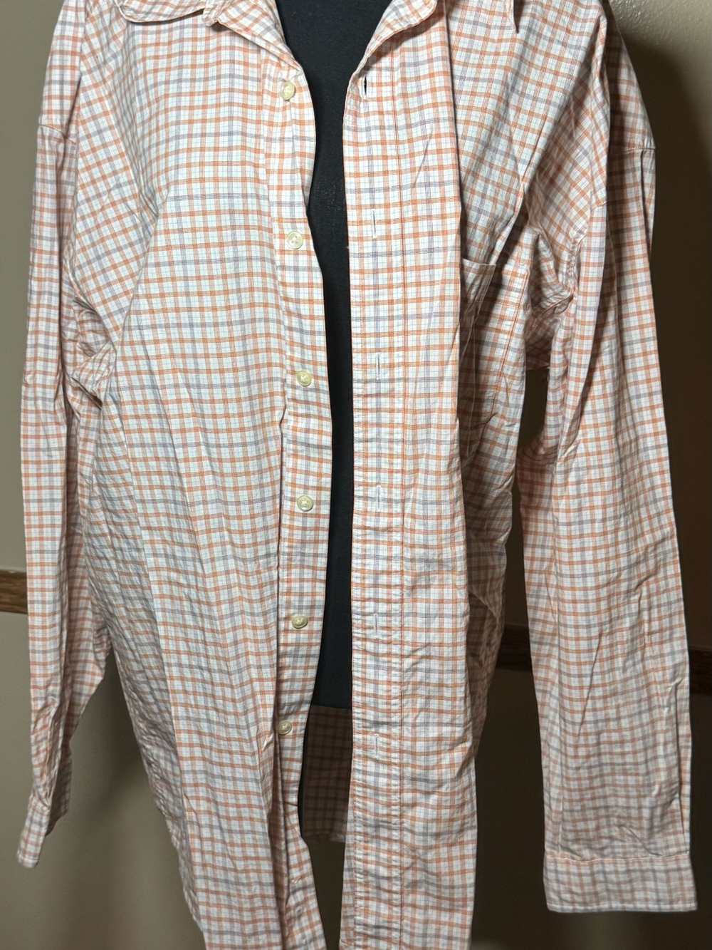 Structure Men's Peach and White Plaid Button-Down Shirt